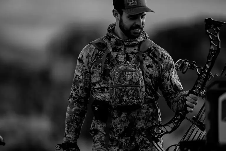 Bowhunter getting ready in the Nevada desert
